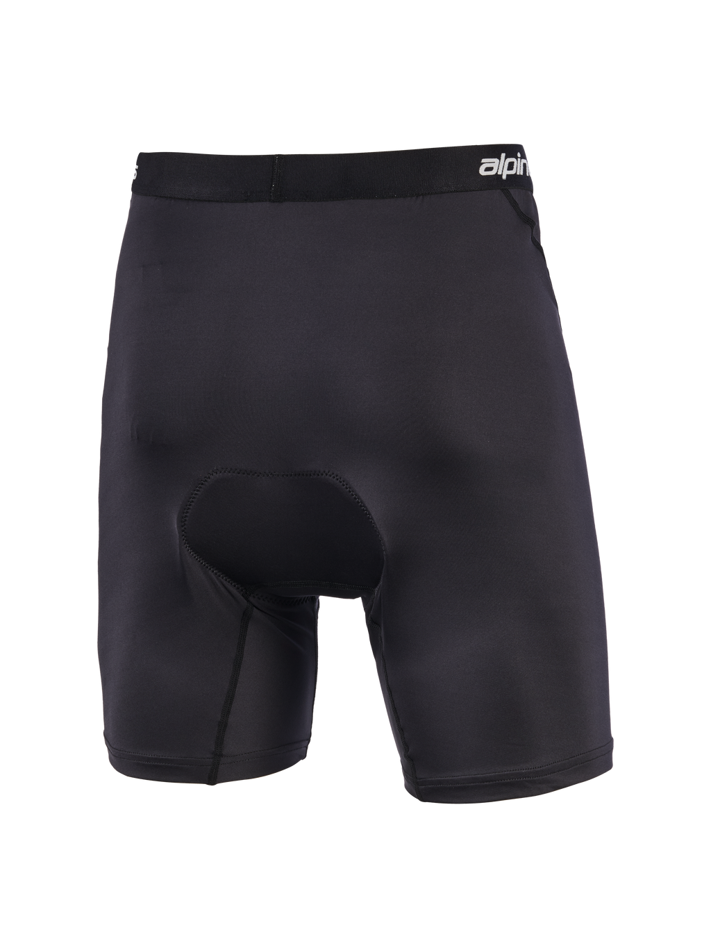 Alpinestars MX Padded Boxer, sorte polstrede motocross base layer shorts, set bagfra med chamois-sædepolstring med flere densiteter, elastisk linning med logo, ergonomisk strækkonstruktion for komfort under off-road kørsel.
