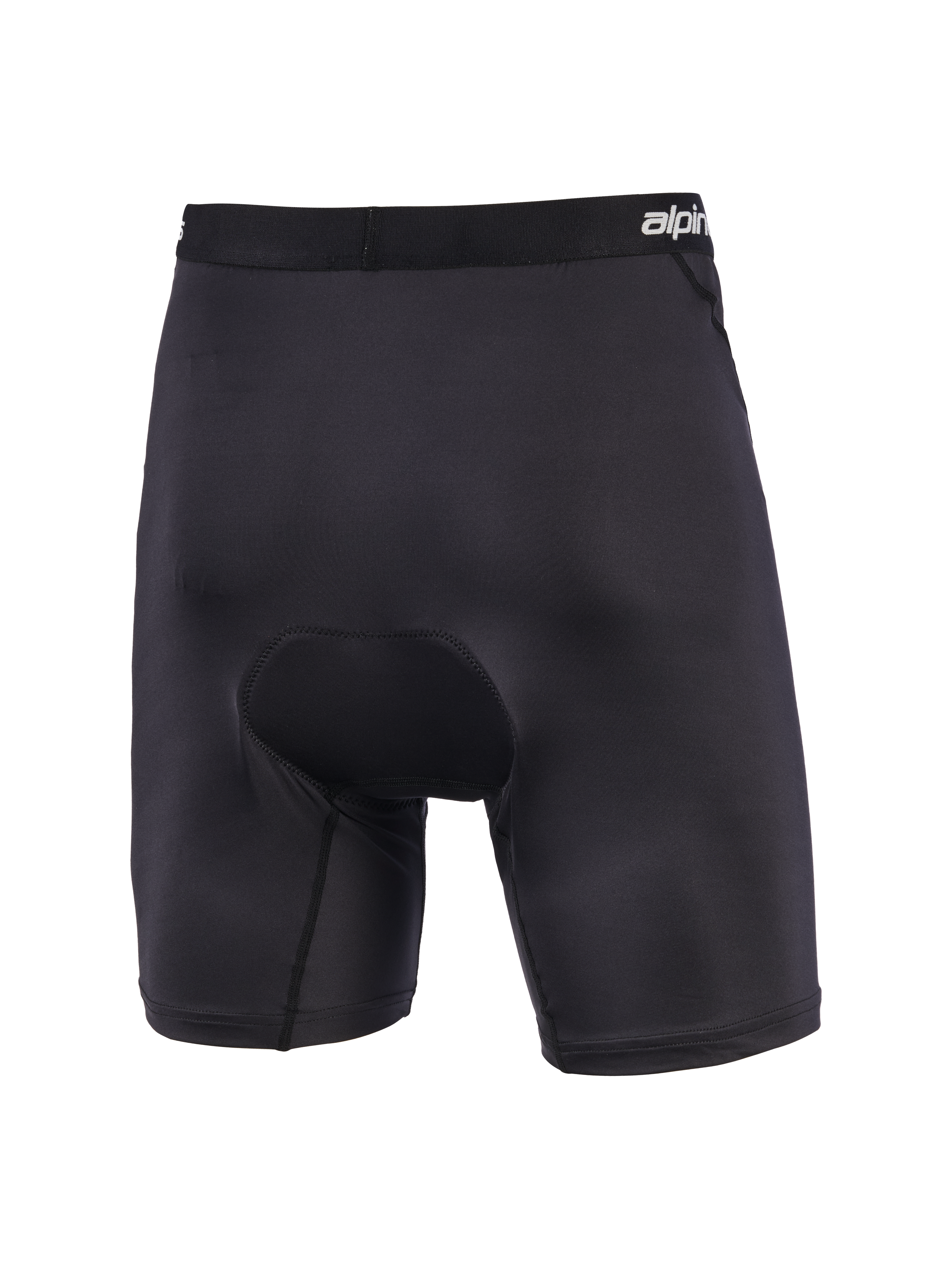 Alpinestars MX Padded Boxer, sorte polstrede motocross base layer shorts, set bagfra med chamois-sædepolstring med flere densiteter, elastisk linning med logo, ergonomisk strækkonstruktion for komfort under off-road kørsel.