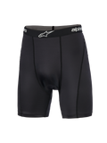 Alpinestars M X Boxer Padded, m otocross-baselayer, s ort, k ompressionsshorts m ed e lastisk l inning o g h vidt l ogo, v ertikale f lade s yninger o g g latstrikket s trækstof d esignet t il k omfort v ed o ff-road k ørsel