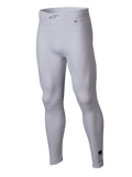 Alpinestars ZX Evo V3 underdel, hvidt baselag til bilvæddeløb, flammehæmmende kompressions-leggings, med Alpinestars-logo på den elastiske linning og certificeringsmærkater, letvægts strækbart materiale til motorsport