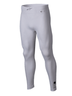 Alpinestars ZX Evo V3 underdel, hvidt baselag til bilvæddeløb, flammehæmmende kompressions-leggings, med Alpinestars-logo på den elastiske linning og certificeringsmærkater, letvægts strækbart materiale til motorsport