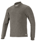 Alpinestars Race V3 langærmet top, teknisk motorsport-basislag, Anthracite Melange grå, mock neck med hvidt stjernelogo, lange ærmer, meleret flammehæmmende stof, professionelt underlag til racerløb