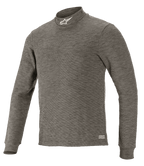 Alpinestars Race V3 langærmet top, teknisk motorsport-basislag, Anthracite Melange grå, mock neck med hvidt stjernelogo, lange ærmer, meleret flammehæmmende stof, professionelt underlag til racerløb