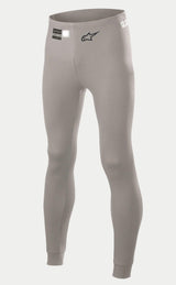 Alpinestars Race V2 Underdel FIA, basislag bukser til bilsport, mellemgrå, med sort stjernelogo på benet og FIA-homologeringsmærkat i taljen, letvægts flammehæmmende materiale med manchetter ved anklerne.