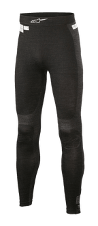 Alpinestars ZX Evo V2 underdel, racing-baselayer bukser, sort og grå, ribbet tekstur med sømløs konstruktion, hvidt Alpinestars-logo på linningen, flammehæmmende performance-udstyr til auto- og gokart-racing