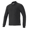 Alpinestars Race V3 langærmet top, sort tekstureret baselag, høj krave med hvidt logo, tætsiddende design, flammehæmmende performance-tøj til motorsport