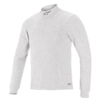 Alpinestars Race V3 langærmet trøje, basislag til bilsport, hvid, høj krave med lille logo, lange ærmer, blødt og flammehæmmende stof, minimalistisk atletisk design