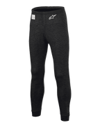Alpinestars Race V3 Bottom, basislag til motorsport, sort, med flammehæmmende tekstureret stof, hvidt stjernelogo på låret, FIA-certificeringsmærke i taljen, teknisk underbeklædning i fuld længde til professionel motorsport