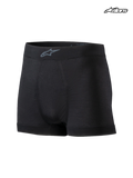 Alpinestars Tech ZX Boxer, flame-resistant auto racing underwear base layer, black, featuring a lightweight design with LENZING FR construction and FIA certification