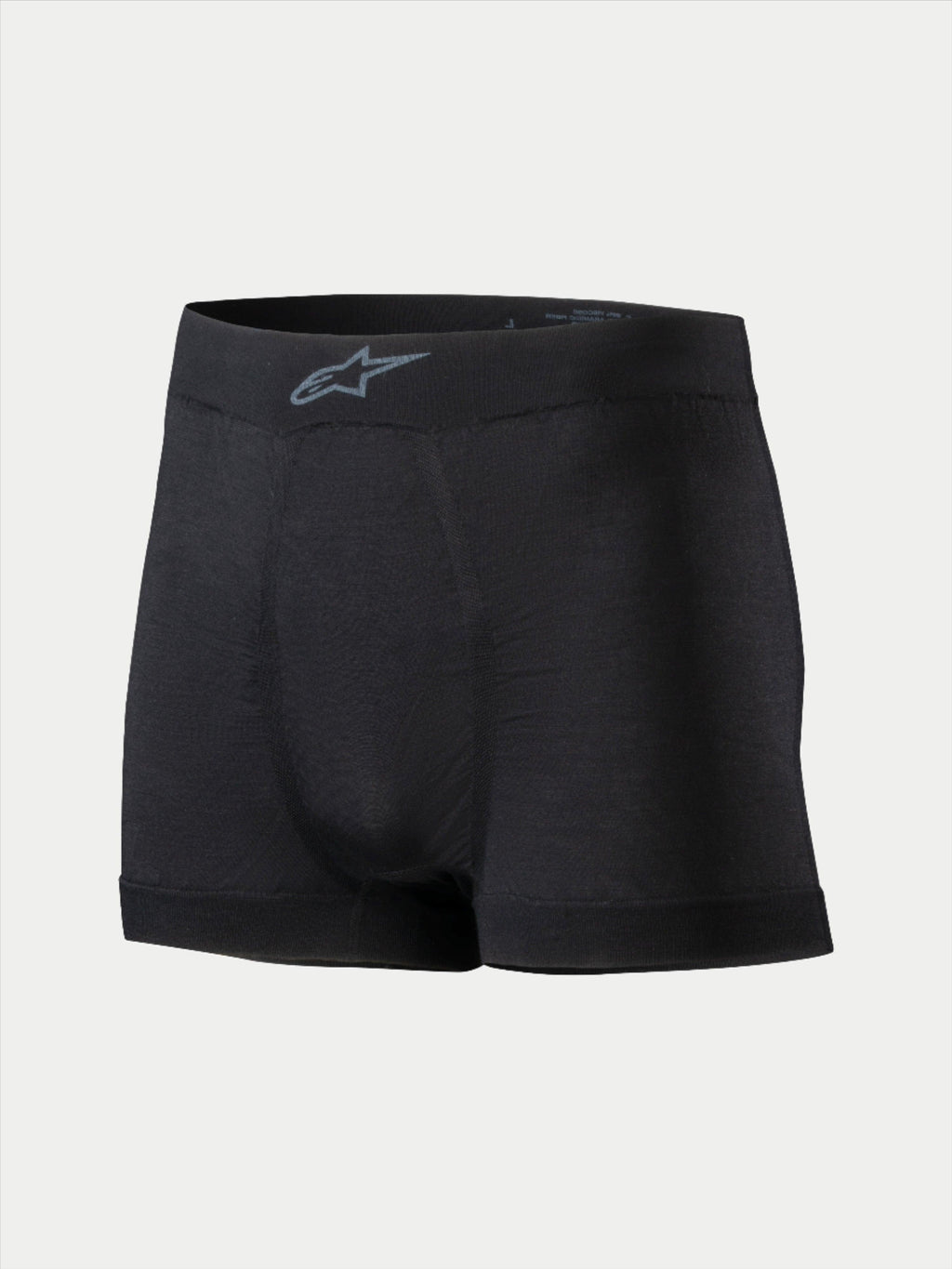 Alpinestars TECH ZX Boxershorts, motorsport base layer undertøj, sort, med gråt Alpinestars-logo på linningen, let flammehæmmende materiale, FIA 8856-2018 certificeret motorsportstøj