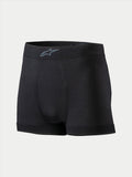 Alpinestars TECH ZX Boxershorts, motorsport base layer undertøj, sort, med gråt Alpinestars-logo på linningen, let flammehæmmende materiale, FIA 8856-2018 certificeret motorsportstøj