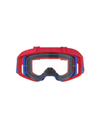 Alpinestars Supertech Corp Goggles, motocross-briller, rød og blå med klar linse, rød ydre ramme og blå indre ramme, rød rem med bølget silikonemønster, præstationsbriller til off-road racing