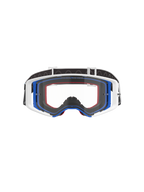 Alpinestars Supertech Corp Goggles, motocross-briller, blå, hvid og orange med klar linse, sort rem med hvidt logo, professionelle off-road racing-briller med bredt synsfelt og dobbelt-injiceret rammedesign