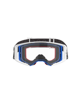 Alpinestars Supertech Corp Goggles, motocross-briller, blå, hvid og orange med klar linse, sort rem med hvidt logo, professionelle off-road racing-briller med bredt synsfelt og dobbelt-injiceret rammedesign