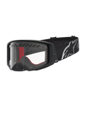 Alpinestars Supertech Dura Air Fluid Goggles, sort og sølv motocrossbriller med klar linse til racing