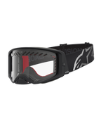 Alpinestars Supertech Dura Air Fluid Goggles, sort og sølv motocrossbriller med klar linse til racing