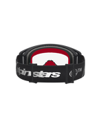 Alpinestars Supertech Dura Air Fluid Goggles, motocross-goggles til herrer, sort og sølv, klar linse og rød polstring