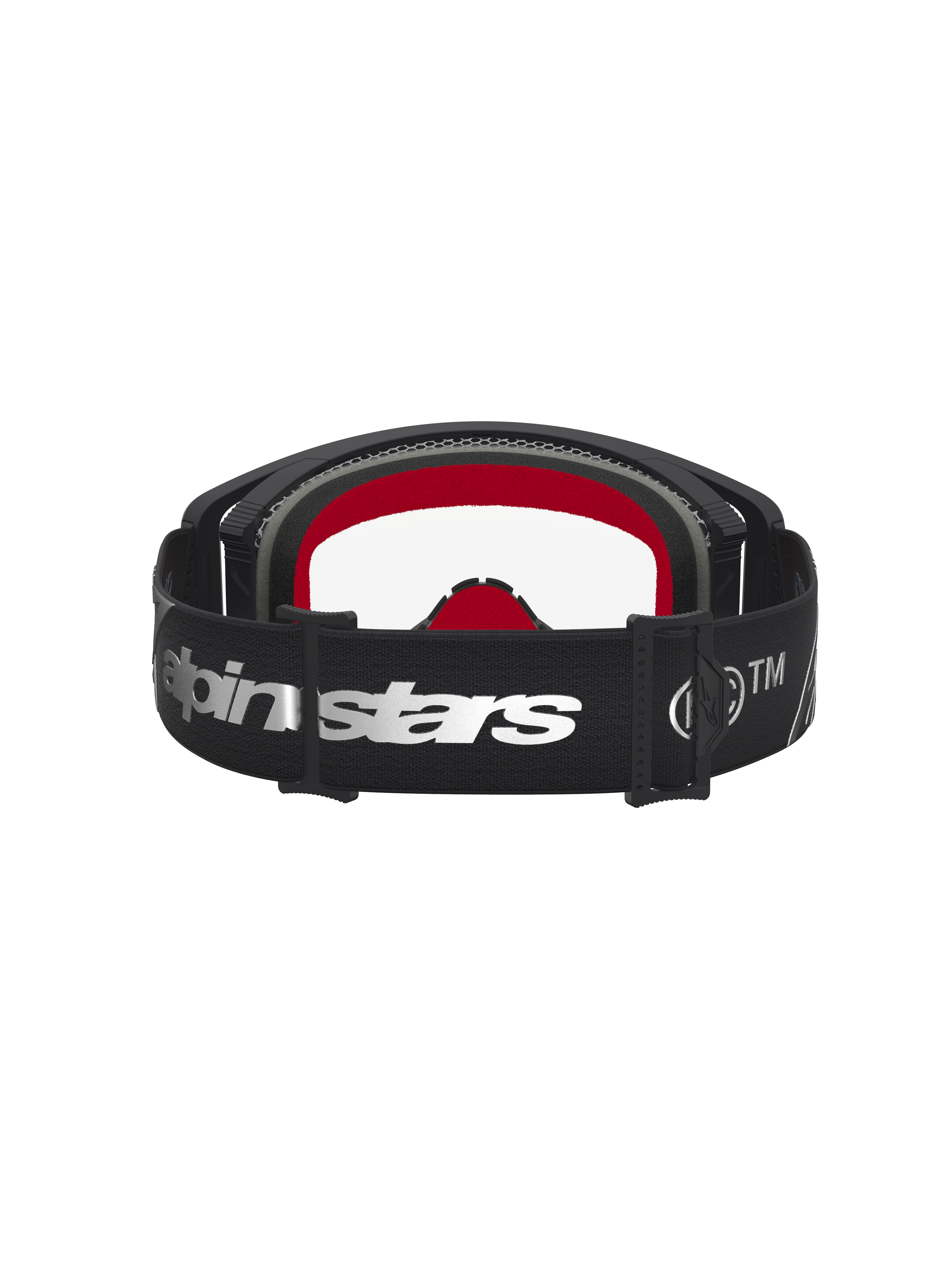 Alpinestars Supertech Dura Air Fluid Goggles, motocross-goggles til herrer, sort og sølv, klar linse og rød polstring