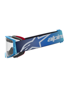 Alpinestars Supertech Dura Air Fluid Goggles, motocrossgoggles, blå fade, klar linse, logo-rem, udstyr til terrænkørsel