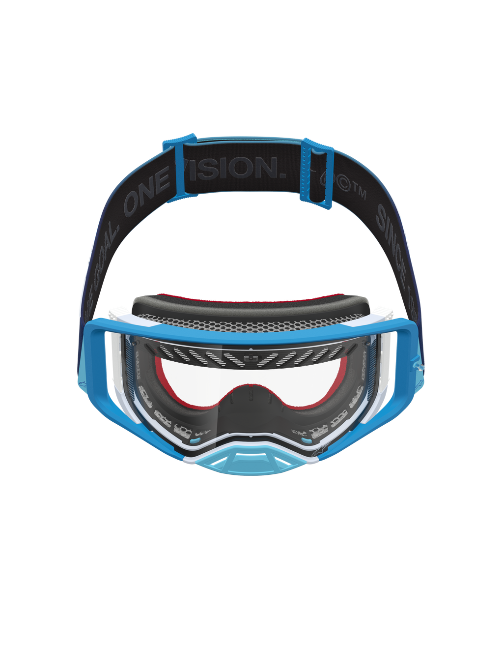 Alpinestars Supertech Dura Air Fluid goggles, motocross-goggles til mænd, blå og hvid, klar linse, One Goal One Vision-rem