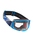 Alpinestars Supertech Dura Air Fluid Goggles, motocross racing, blå og hvid, klar polycarbonatlinse, bred rem
