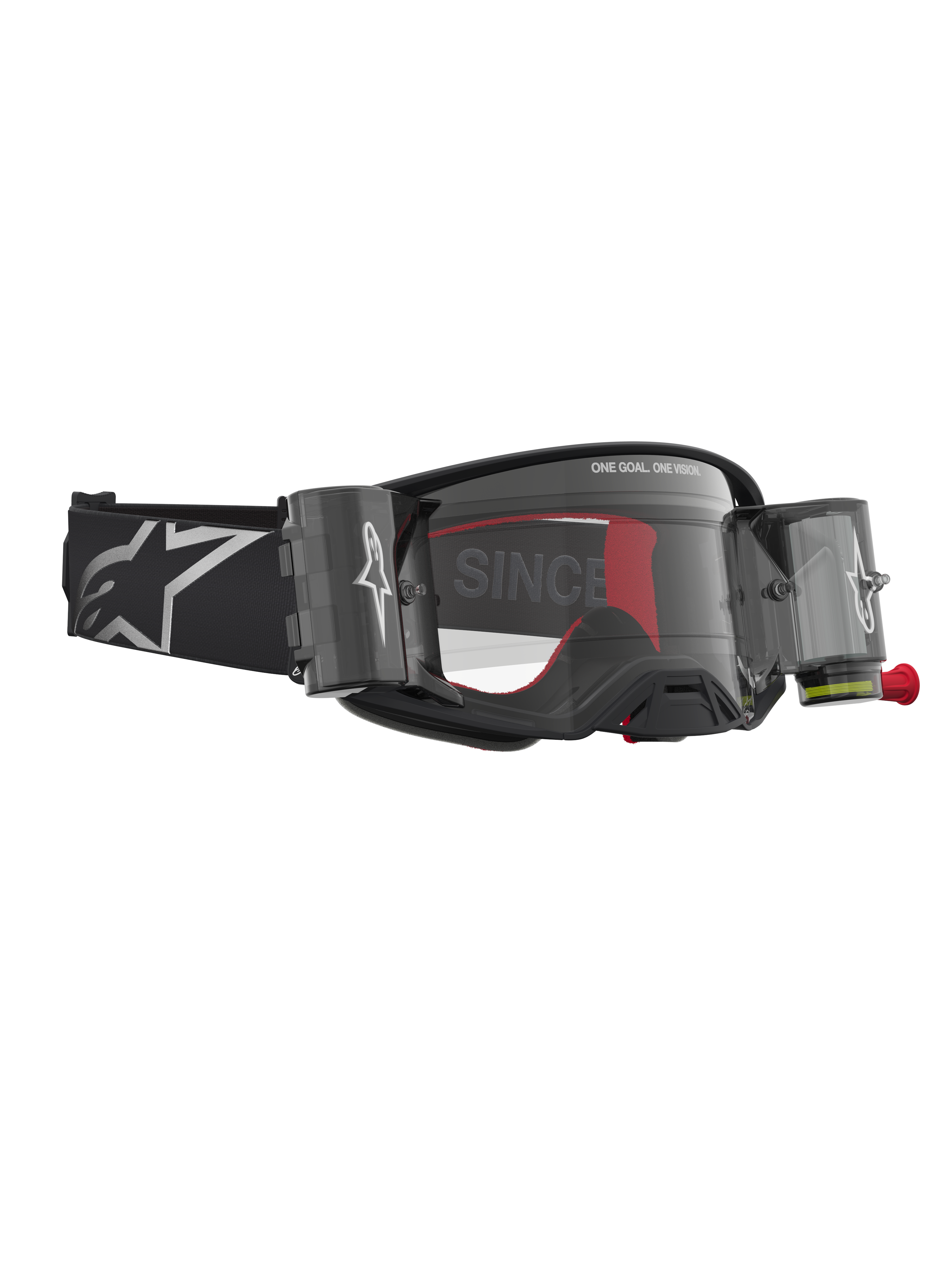 Alpinestars Supertech Firma Roll off Goggles, sort og sølv motocross Goggles med klart roll off system til off-road.