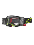 Alpinestars Supertech Firma Roll Off goggles, motocrossbriller i sort og gul fluo med klart visir og roll off-system