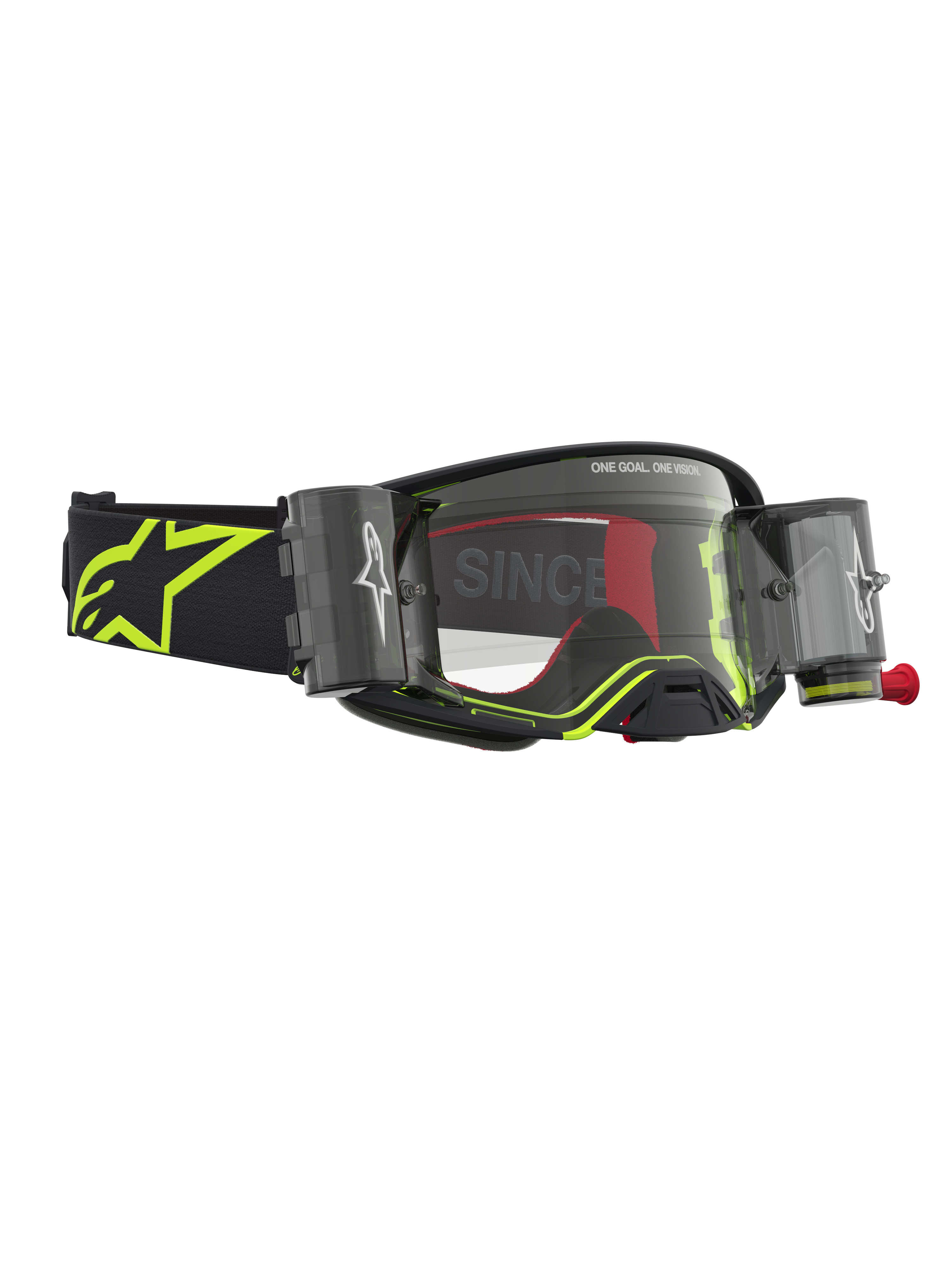 Alpinestars Supertech Firma Roll Off Goggles, Motocross Racing, Black and Yellow Fluo, Clear Lens, with Roll-Off System.