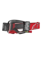 Alpinestars Supertech Firma Roll Off Goggles til motocross, rød og sølv med klar linse og roll off-system