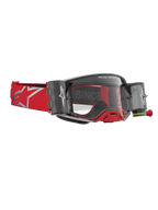 Alpinestars Supertech Firma Roll Off Goggles, rød og sølv motocrossbriller med roll-off system og klar linse.