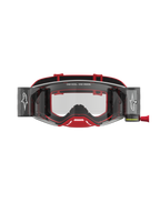 Alpinestars Supertech Firma Roll Off Goggles, rød og sølv motocross-goggles med roll-off system og klare linser til off-road