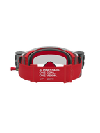 Alpinestars Supertech Firma roll-off goggles, rød og sølv motocrossbriller med bred logostrop til off-road kørsel.