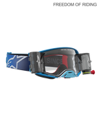 Alpinestars Supertech Firma Roll off Goggles, motocross- og off-road racing-goggles, unisex, blå og sølv, klar linse, integrerede roll off-beholdere for optimalt udsyn i mudder og støv