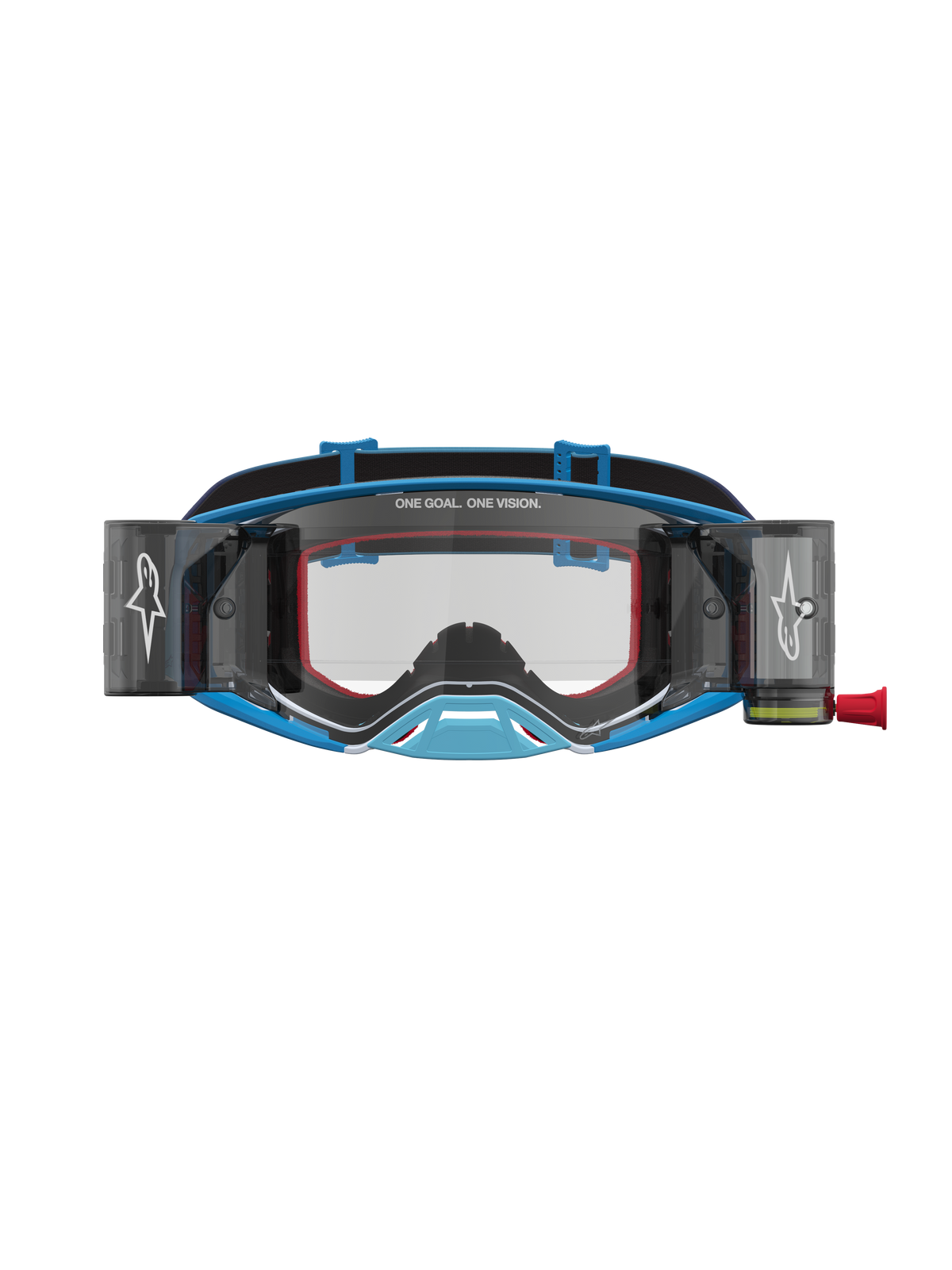 Alpinestars Supertech Firma Roll Off Goggles, motocrossbriller, blå og sølv, integreret roll-off-system og klar optik