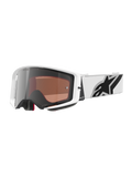 Alpinestars Supertech Corp Goggles Absolute Vision, motocross-briller, hvid ramme med Silver Mirror-linse, bred hvid justerbar rem med et stort sort Alpinestars-stjernelogo, højtydende beskyttelsesbriller til terrænkørsel