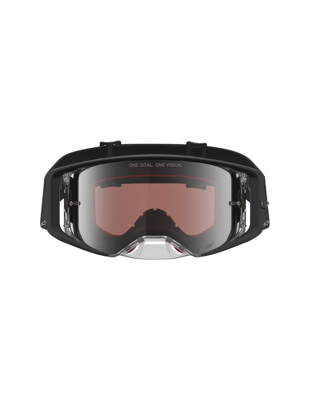 Alpinestars Supertech Cloak Goggles, Motocross Racing, Black and Mirror Silver, featuring high-grade polycarbonate lens.