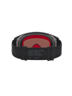 Alpinestars Supertech Cloak Motocross Goggles in Black and Mirror Silver, featuring red interior foam and branded strap.