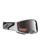 Alpinestars Supertech Hiten Goggles, motocrossgoggles, hvid og sort, Mirror Silver linse og rem med stjernelogo