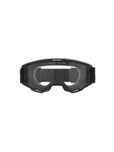 Alpinestars Vision Goggles OTG, motocross-briller, sort ramme med klar linse, set forfra med 'ONE GOAL. ONE VISION.' tekst og brandlogo, dyb volumen-struktur kompatibel med briller
