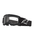 Alpinestars Vision Goggles OTG, motocross-briller, sort og grå med klar linse, bred sort vævet rem med hvidt Alpinestars-logo, ramme med dyb volumen designet til brug over briller, beskyttende øjenværn til terrænkørsel
