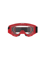 Alpinestars Vision Goggles OTG, motocross-goggles, rød ramme med klar anti-dug linse, set forfra med 'ONE GOAL. ONE VISION.' sloganet, bred sort rem, højtydende øjenbeskyttelse til off-road racing