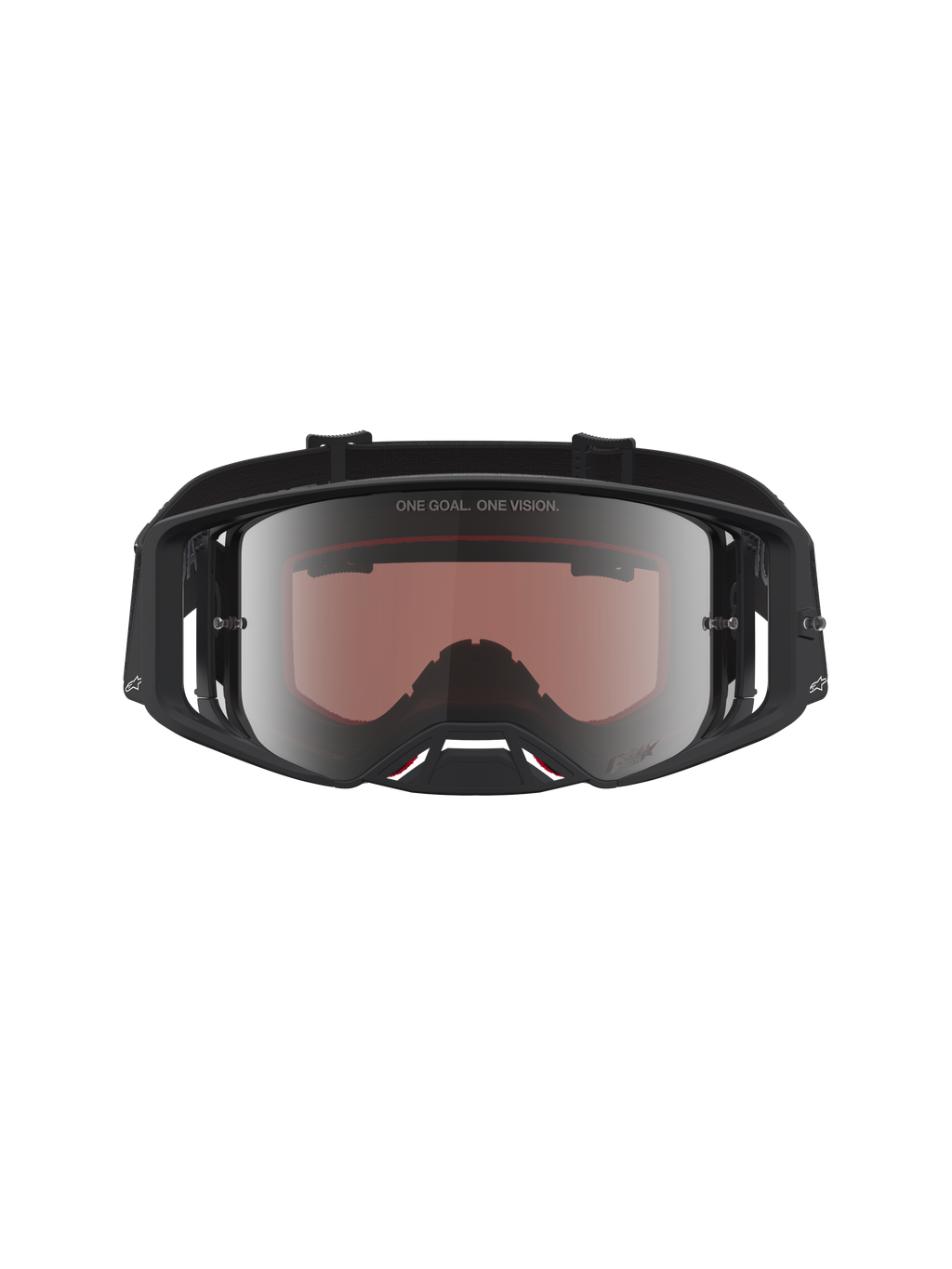 Alpinestars Supertech Vesta Motocross Goggles in Black and Matte Silver, featuring high-definition mirrored lenses for off-road racing.