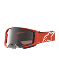 Alpinestars Supertech Vesta Goggles, motocross-goggles til off-road, orange med sølv spejllinse, hvidt logo på remmen og optimeret luftstrøm