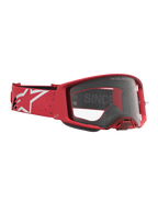 Alpinestars Supertech Vesta goggles, motocross racing goggles, rød og hvid, klar optik og rem med logo