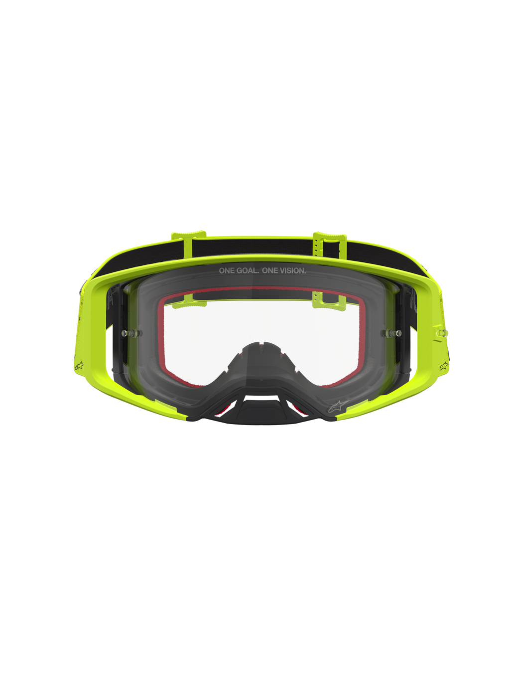 Alpinestars Supertech Vesta Goggles, Motocross racing eyewear, Fluorescent Yellow and Black, with a clear anti-fog lens.