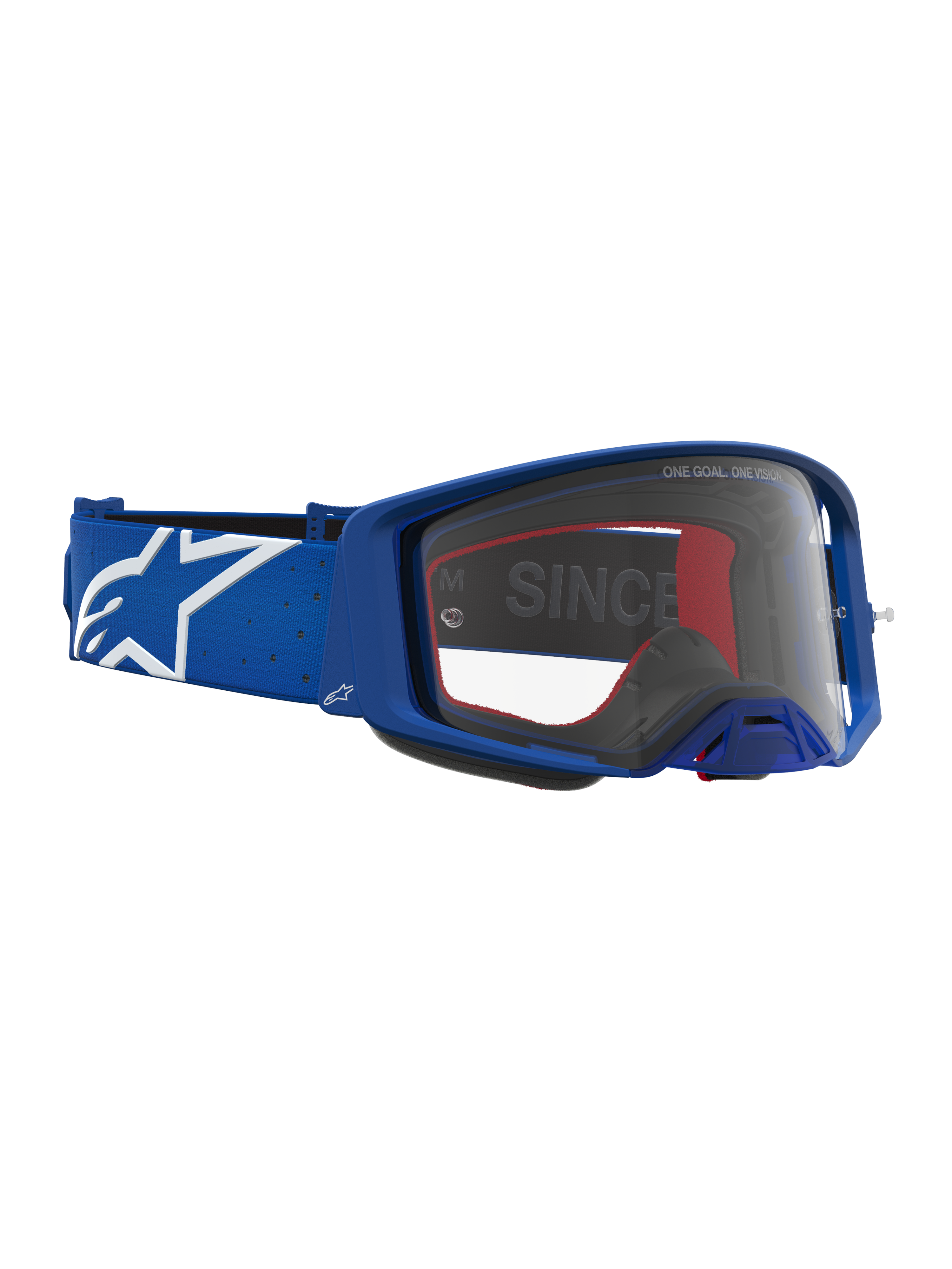 Alpinestars Supertech Vesta Goggles, motocross-goggles, blå og hvid, klar linse, mesterskabsbevist rammedesign til off-road og supercross