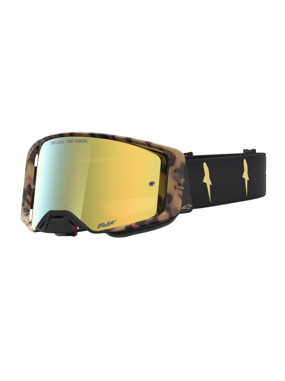 Alpinestars Supertech LE Zona goggles, motocross goggles, sort og brun med guld spejllinse, med avanceret optik