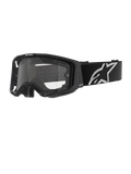 Alpinestars Vision 8 Corp Goggles - Dual Pane, motocross-briller, sort ramme med klar dual-pane linse, bred sort strop med hvidt Alpinestars stjerne-logo, strømlinet design med ventilationskanaler til off-road racing.
