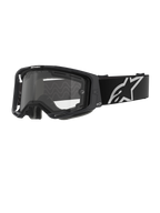 Alpinestars Vision 8 Corp Goggles - Dual Pane, motocross-briller, sort ramme med klar dual-pane linse, bred sort strop med hvidt Alpinestars stjerne-logo, strømlinet design med ventilationskanaler til off-road racing.