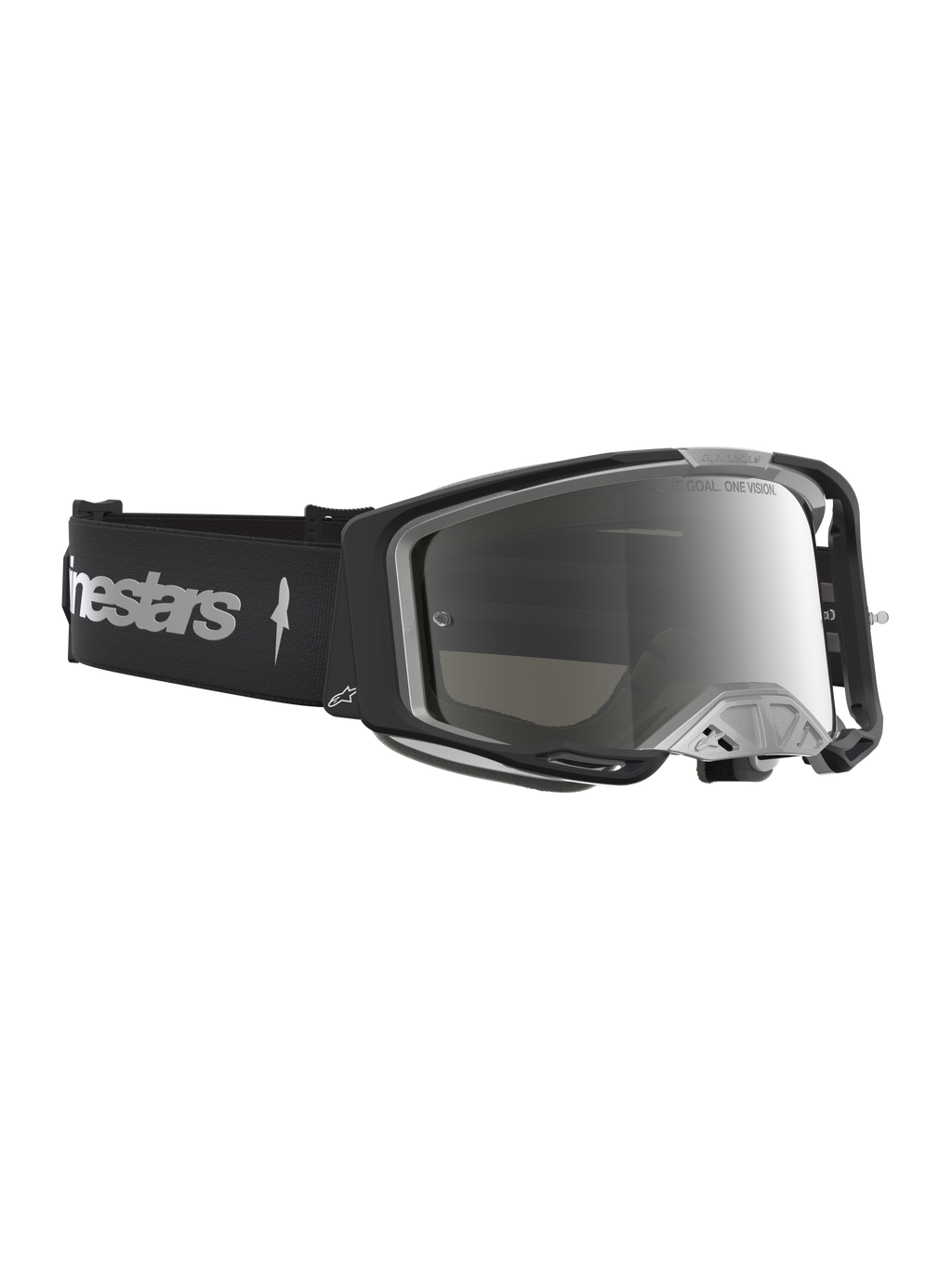 Alpinestars Vision 8 Amber Spejl Goggles, motocross goggles, sort og sølv, fleksibel A-FLEX ramme og anti-dug spejllinse